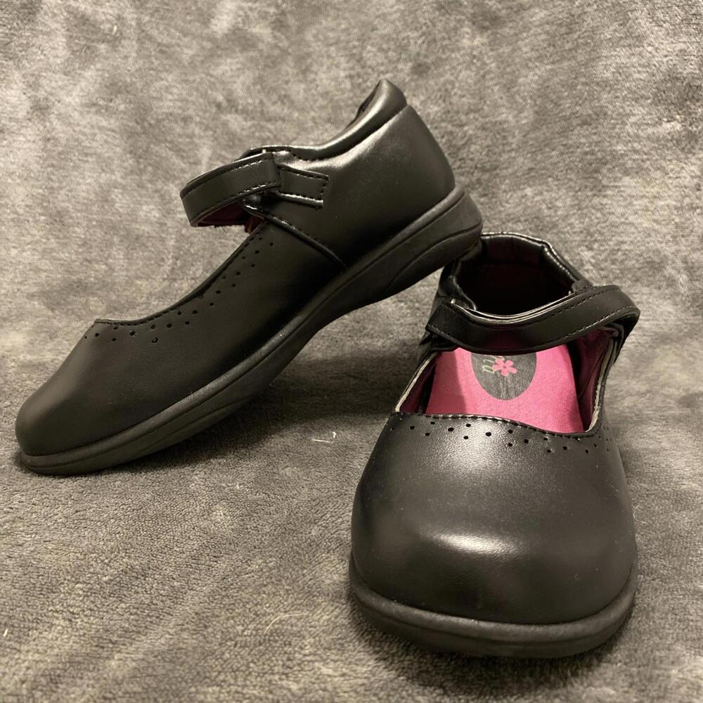 Petalia Girl’s Shoes Size 1 Black Floral School Uniform Mary Jane Easter Church